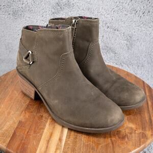 Teva Foxy Harness Ankle Leather Boots Booties Natural Heels Green Size 9.5